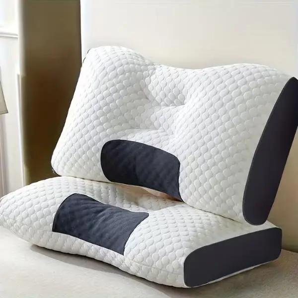2 Pack Ergonomic Cervical Neck Pillows for Sleeping, Orthopedic Bed Pillow with Adjustable Height, Contour Neck & Shoulder Support
