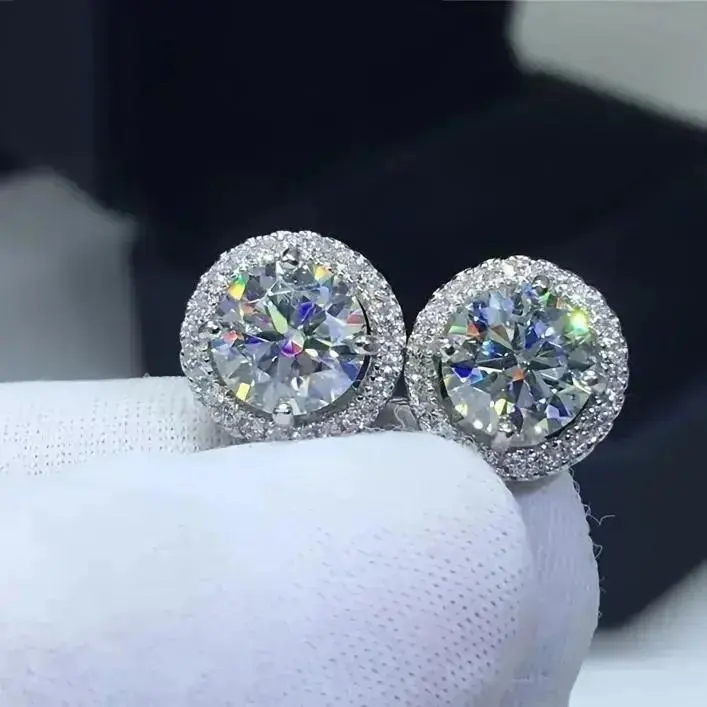 S925 Silver Moissanite Pretty Stud Earrings - Classic Fashion Jewelry, Unisex Birthday Gift, Wedding Set Accessory, Pretty Studs