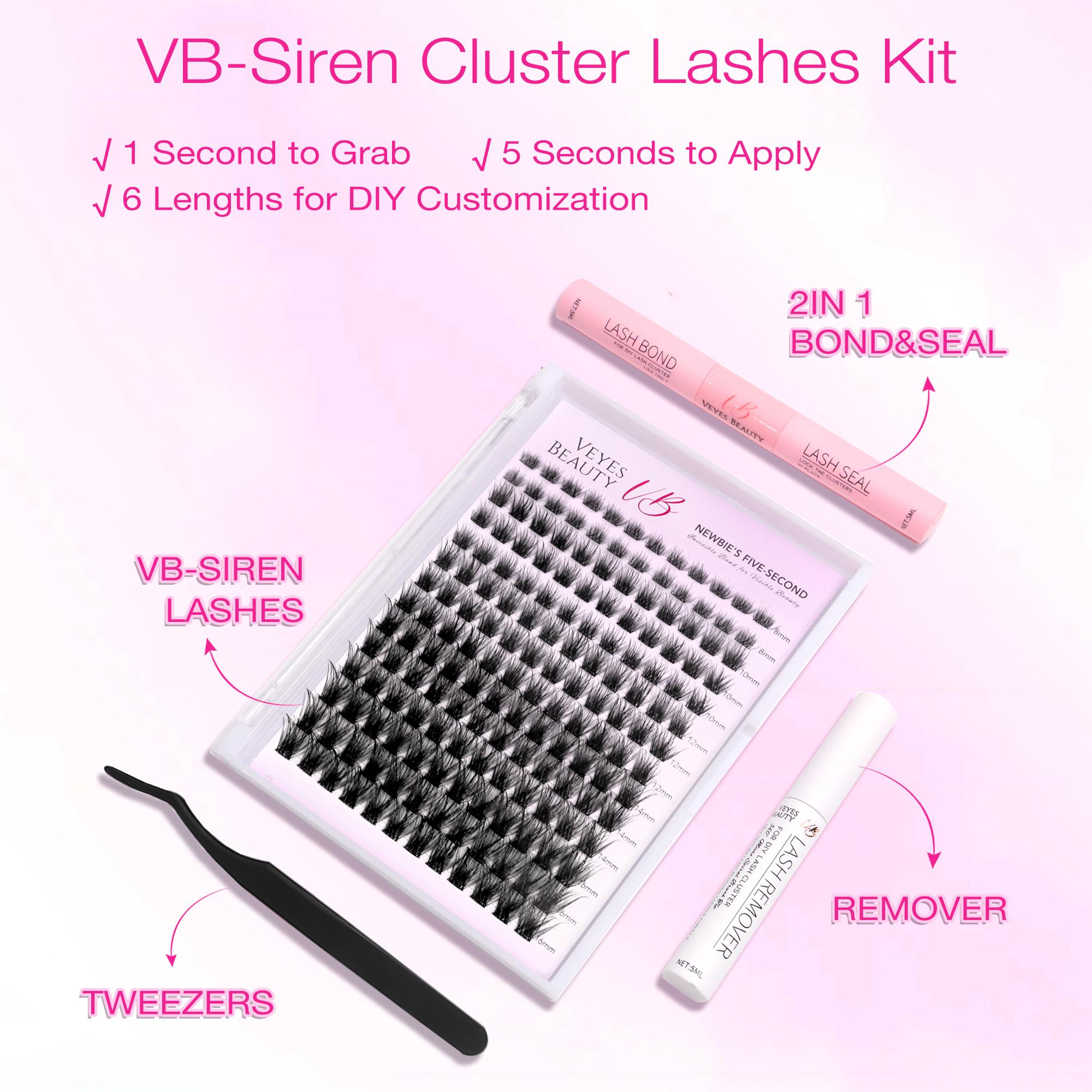 VEYESBEAUTY VB-Siren Cluster Lashes Individual Lash Extensions Layered Wispy Faux Mink Lash Newbie's Five-Second DIY Mixed Length for Self Application Makeup at Home Cosmetic Eyelashes Extensions
