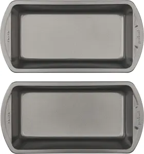 Nonstick Loaf Pan 8 x 4-Inch Heavy-Duty Steel Bakeware with Easy-Clean Non-Stick Coating, Oven & Dishwasher Safe Pan for Meatloaf Breads Lasagnas Casseroles & More, Set of 2, Gray
