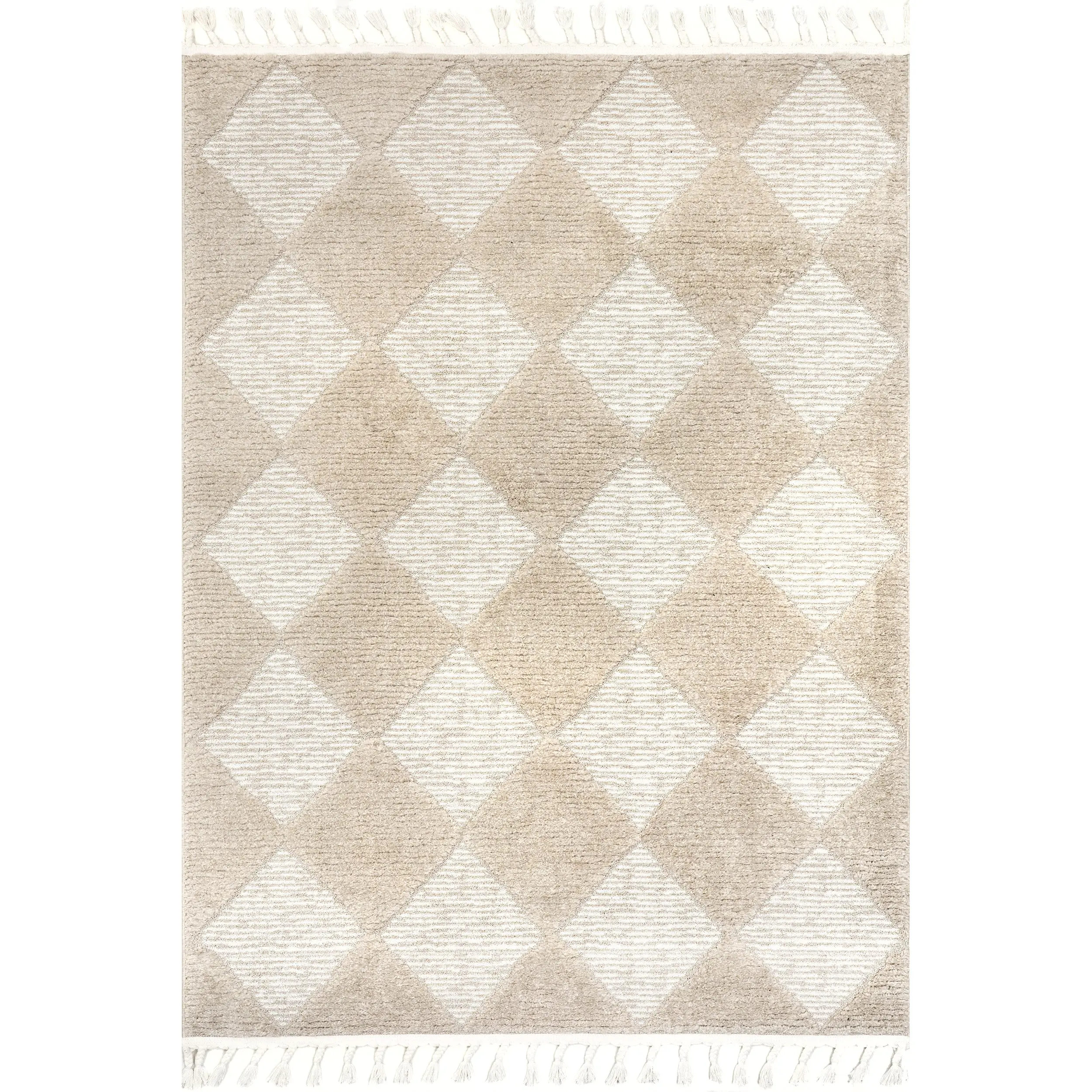 Marissa High-Low Diamond Tassel Area Rug – Stylish Living Room Accent for Aesthetic Home Decor & Home Decor Needs, Rugs For Living Room