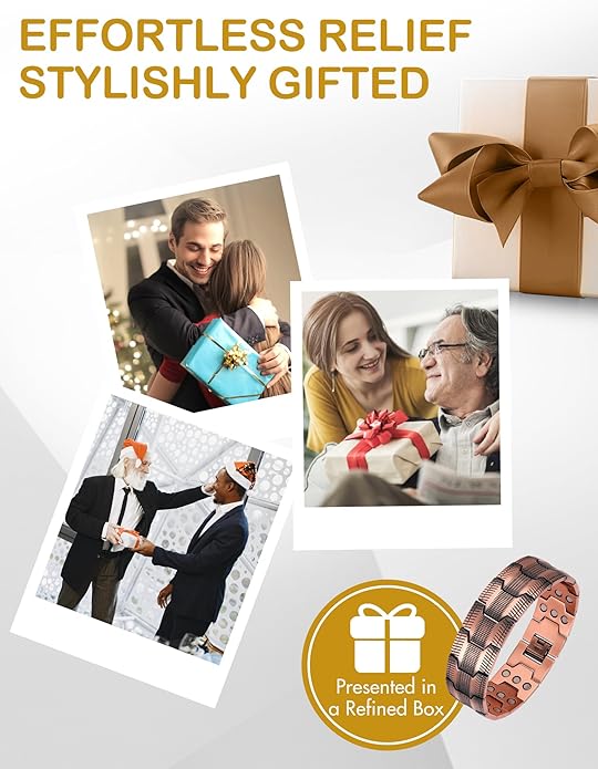 Men's Magnetic Bracelet with 3X Strength & Adjustable Length Copper Color Design Unique Durable Accessory with Sizing Tool for Enhanced Comfort