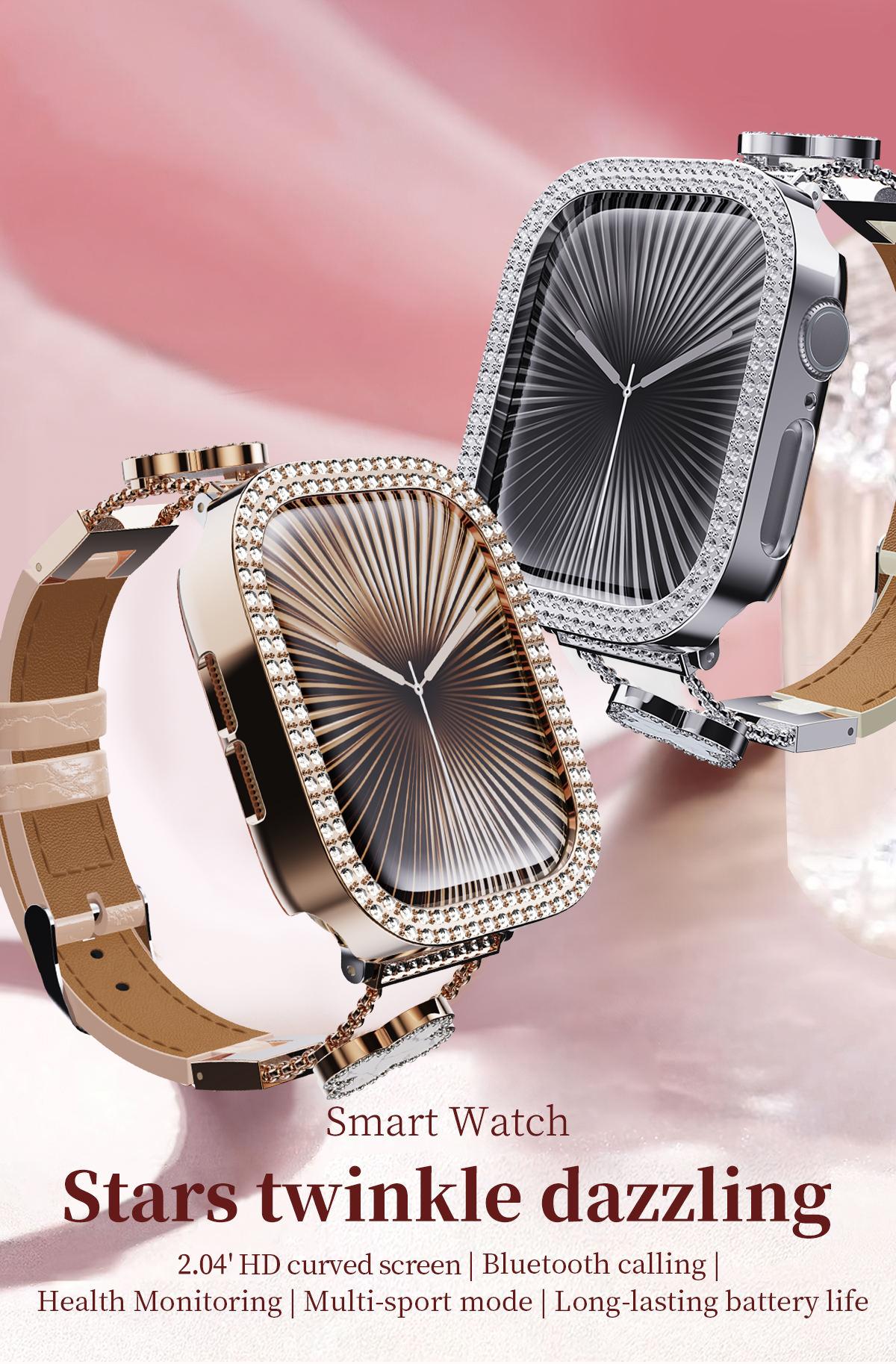 W&O Smart Watch for Women, Answer/Make Calls, 2.04" HD Screen Fitness Watch, 100 Sports, Sleep Tracker, Smartwatch Compatible Android iOS, 100+ Sports Modes