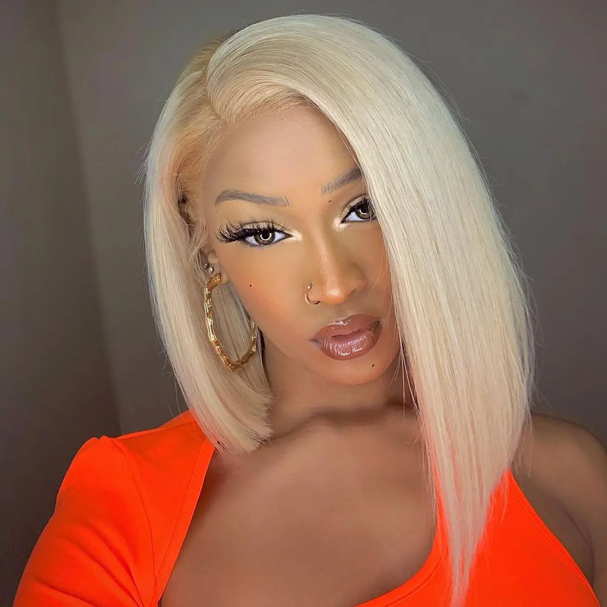 OQ HAIR 613 Color Short Bob Wig 4x4 Lace Closure Wigs For Women Human Hair Pre Plucked 180% Density
