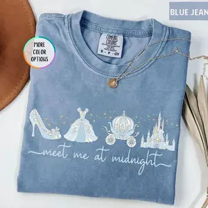 Meet Me At Midnight Cinderella Comfort Colors And Gildan, Inspired Girl Trip Princess Party Gift Unisex, Comfortable, Shirt, Gift For Her Him, Soft, Relaxed Fit