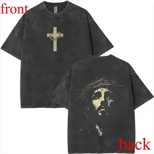 Jesus Crown of Thorns Washed Tshirt, God Apparel Tee, Easter T-Shirt, Jesus T-Shirt, Easter Streetwear, Christian Apparel Graphic Tees, Gym Pump Cover