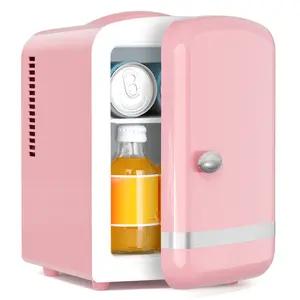 Electactic 4L Mini Fridge Thermoelectric Cooler & Warmer, Portable Cooler for Skincare/Meds/Drinks, 12V DC/120V AC, 15-20℃ Cooling & 55-65℃ Heating, Pink