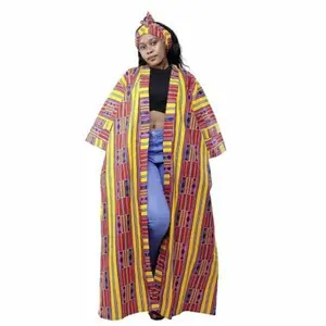 Long African Kimono Mask Headwrap |Full Length African Print Jacket Ankara Robe Kaftan Caftan
