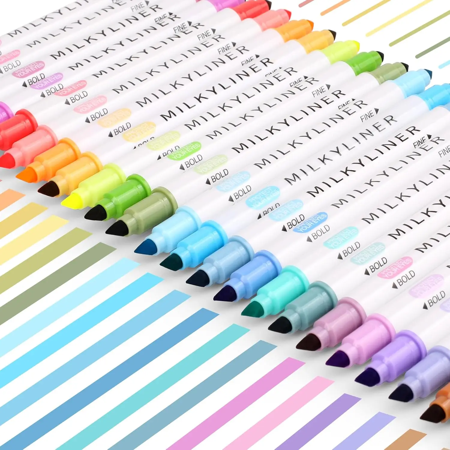 HANKU Pastel Journaling Highlighters Set Pack, 24 Unique Retro Colored Stationery Writing Tools, Quick-Dry Dual-Tip No-Bleed Markers, Chisel & Fine Tip for Bible Journaling, Planners