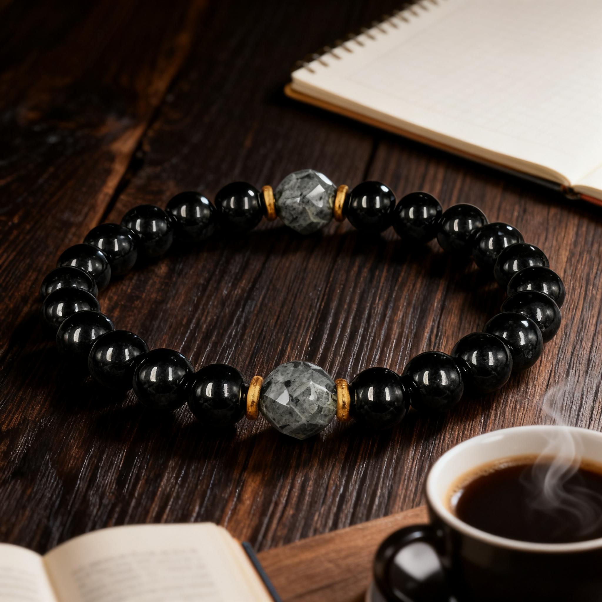 Obsidian & Black Tourmaline Bracelet - Manifestation & Protection Healing Crystal Beads Jewelry for Men & Women, Christmas Gift, Gifts for Mother's Day, Father's Day, Valentine's, Birthdays, Anniversary, Black Grounding Stone Beaded Bracelet tiktokshopspr