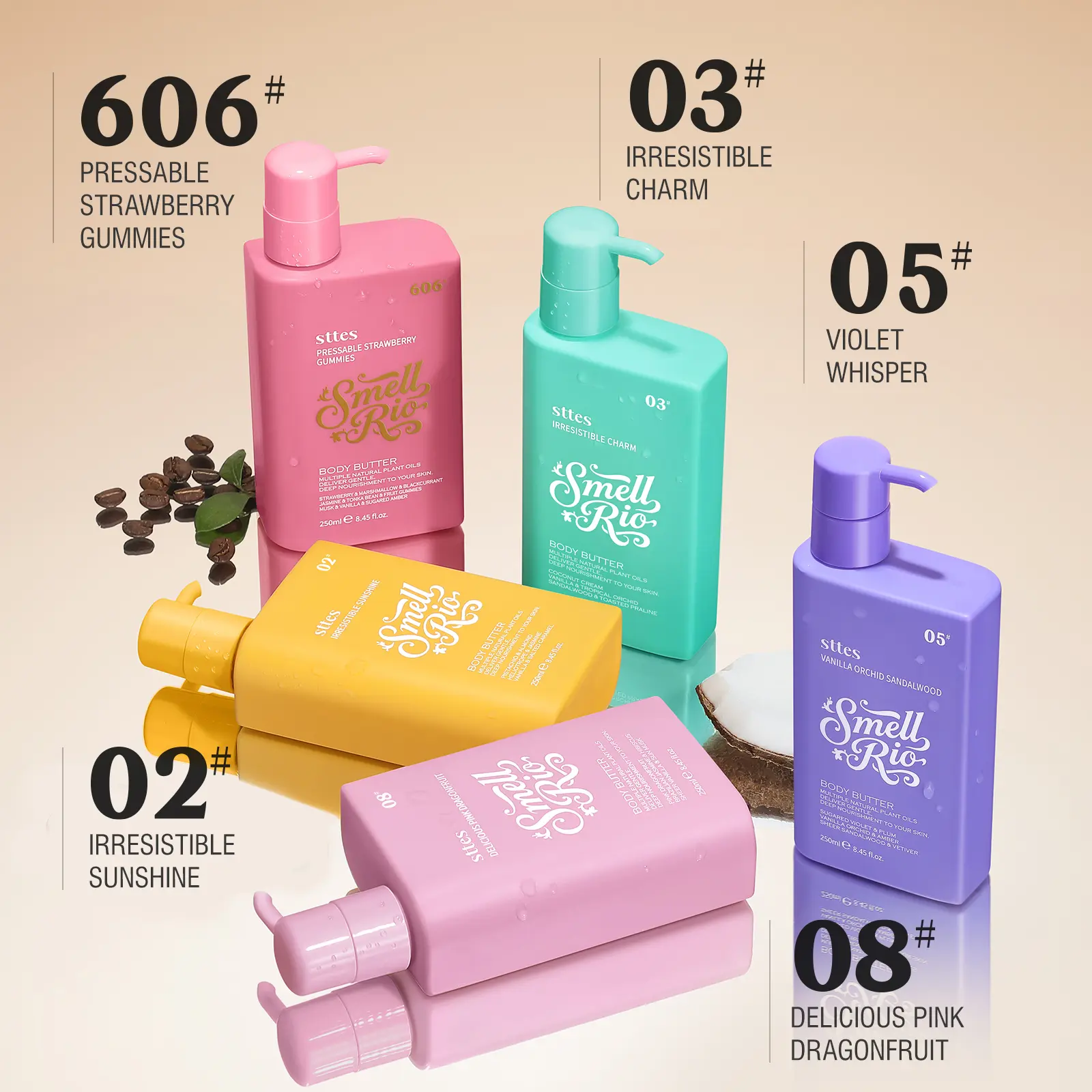 New！Sttes 02 (Original 602) Body Lotion, 250ml/8.45 fl oz – Caramel Vanilla Gourmand Scent – Deep Moisturizing, Fast-Absorbing, Non-Greasy – For Dry Skin, Women & Men, Moisturizer, Plant,back to school