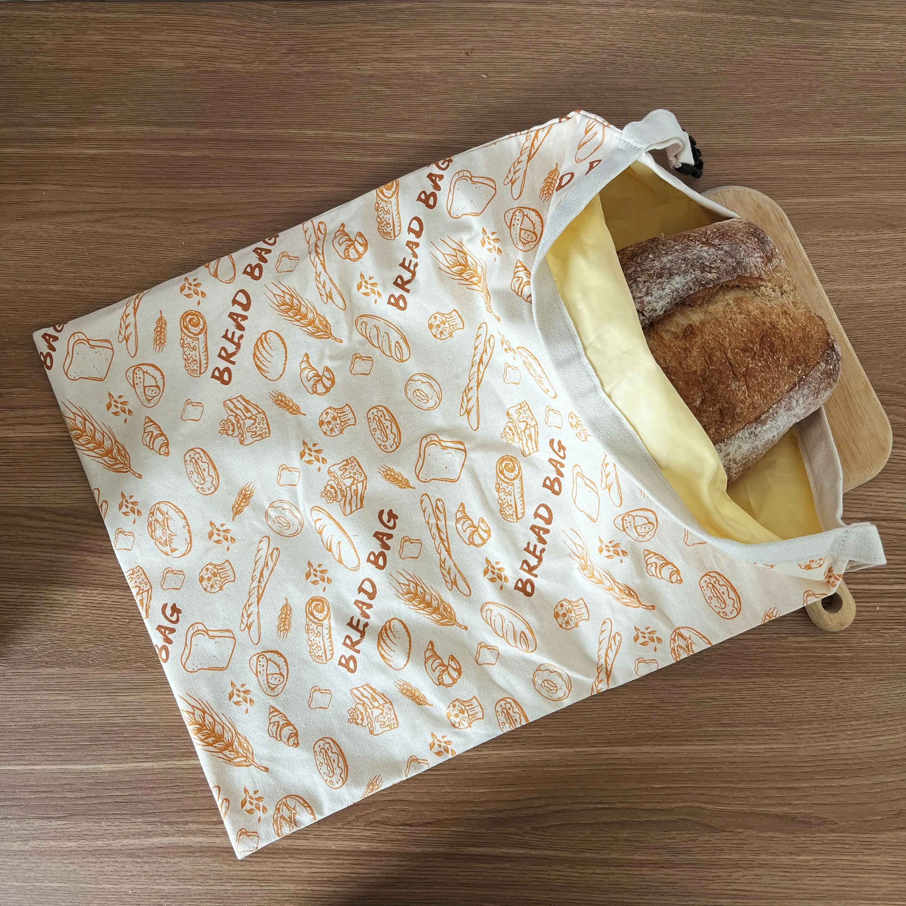 Reusable Beeswax-Linen Rectangular Bread Bags (2-Pack, 12.6"x17" Large Size) - Kitchenware Baking Storage for Homemade Sourdough, Pastries, Keeps Fresh, Natural Look, Baking Essentials