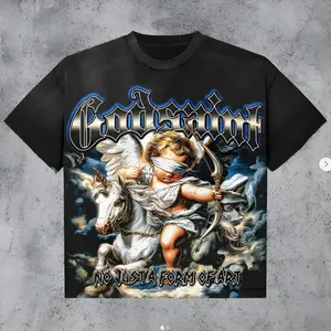 Godspeed Angel Graphic T-Shirt – Vintage Cherub Horse Gothic Streetwear Tee