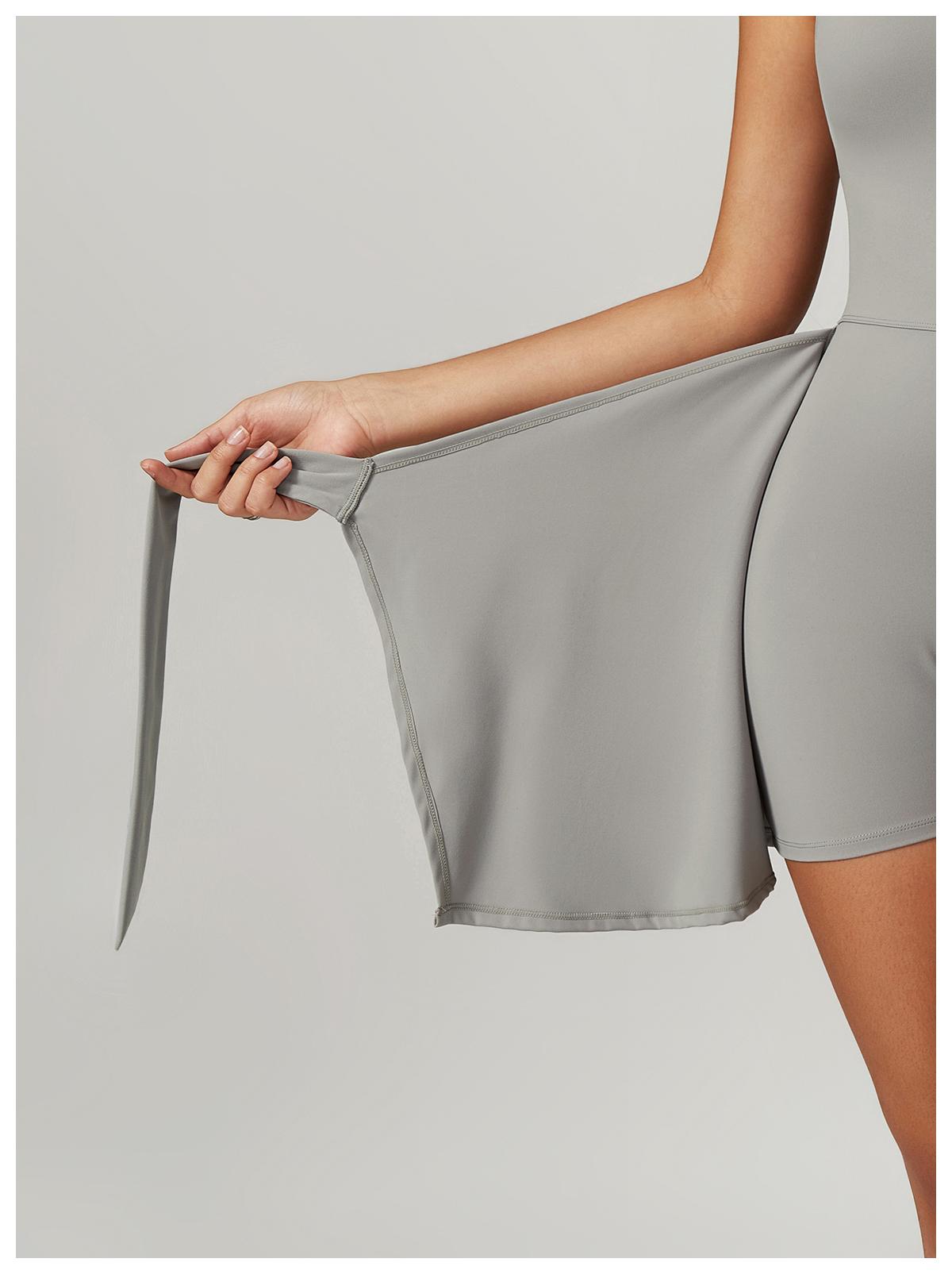 YEOREO Women's Tennis Skirt Sleeveless Yoga Golf Sports Skirt with Ruffle Side Slits Gym Skirt Built-in Shorts Athletic Skort