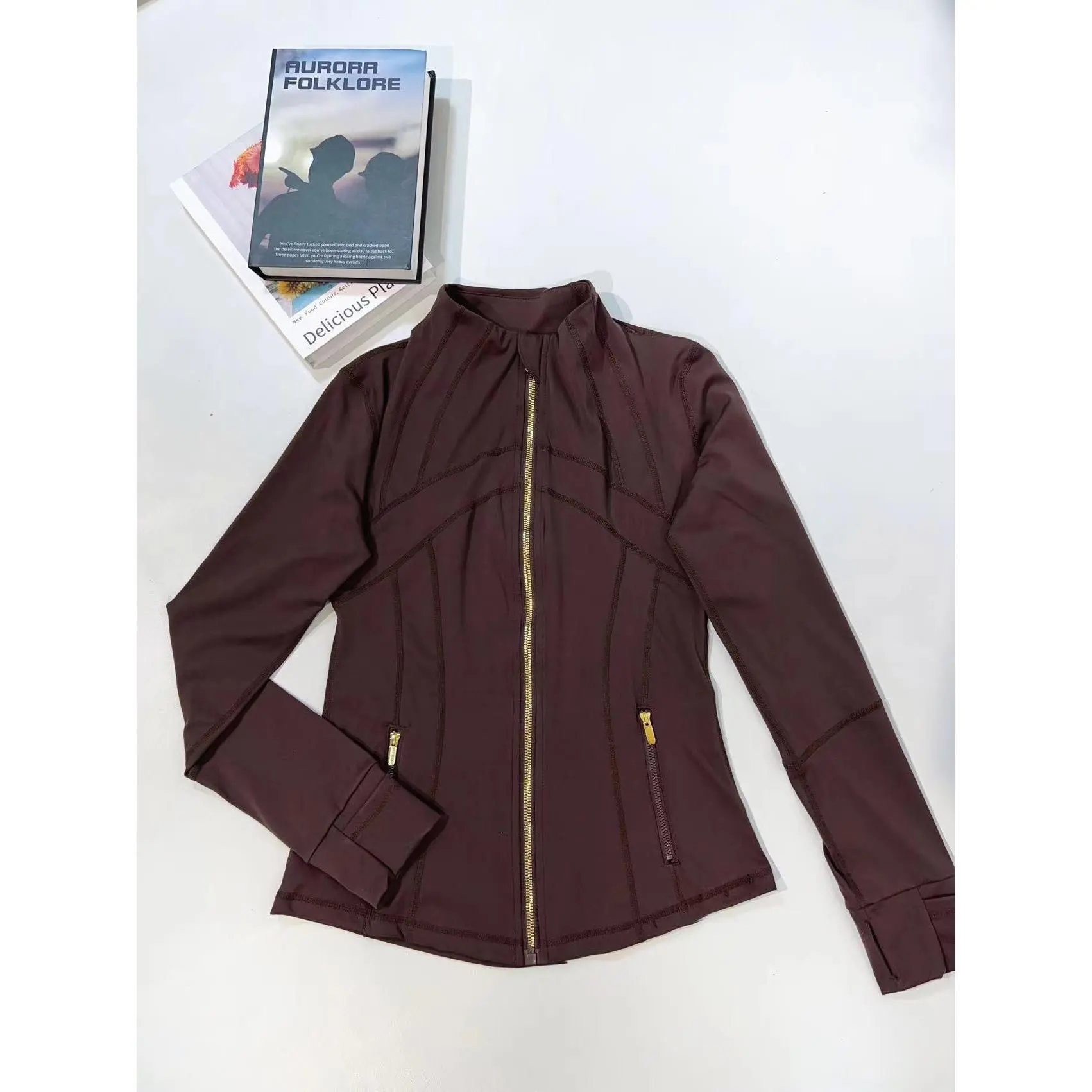 Coffee gold zipper jacket