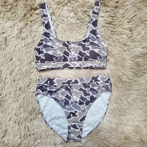 Camouflage printed Two Pieces Bikini women summer swimwear
