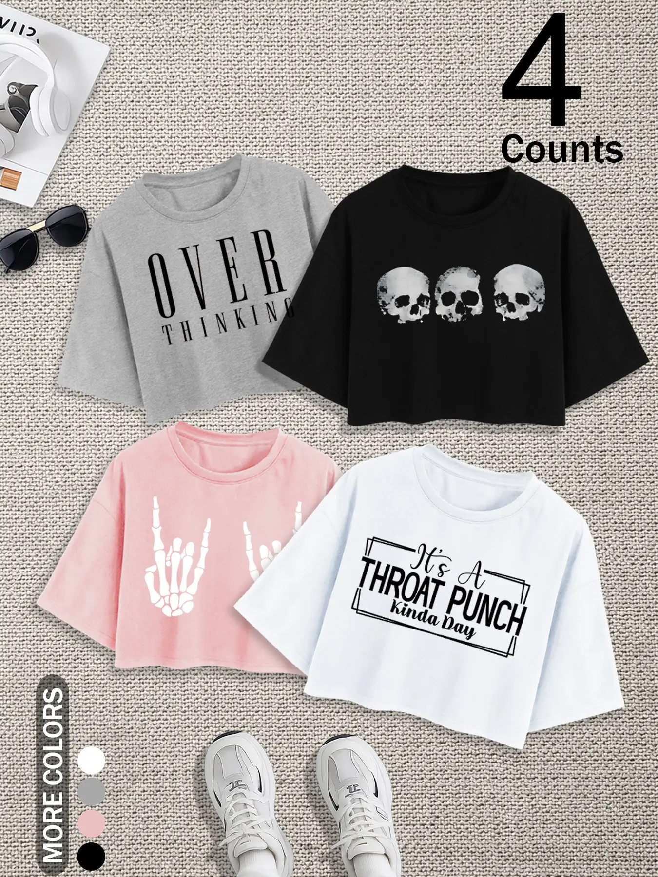 Women's Casual Oversized Loose Fit Short Sleeve Round Neck Basic Minimalist Matching Top Set, Casual Trendy Tee, Soft Comfortable Fabric, Perfect for Outdoor Shopping & Summer Wear