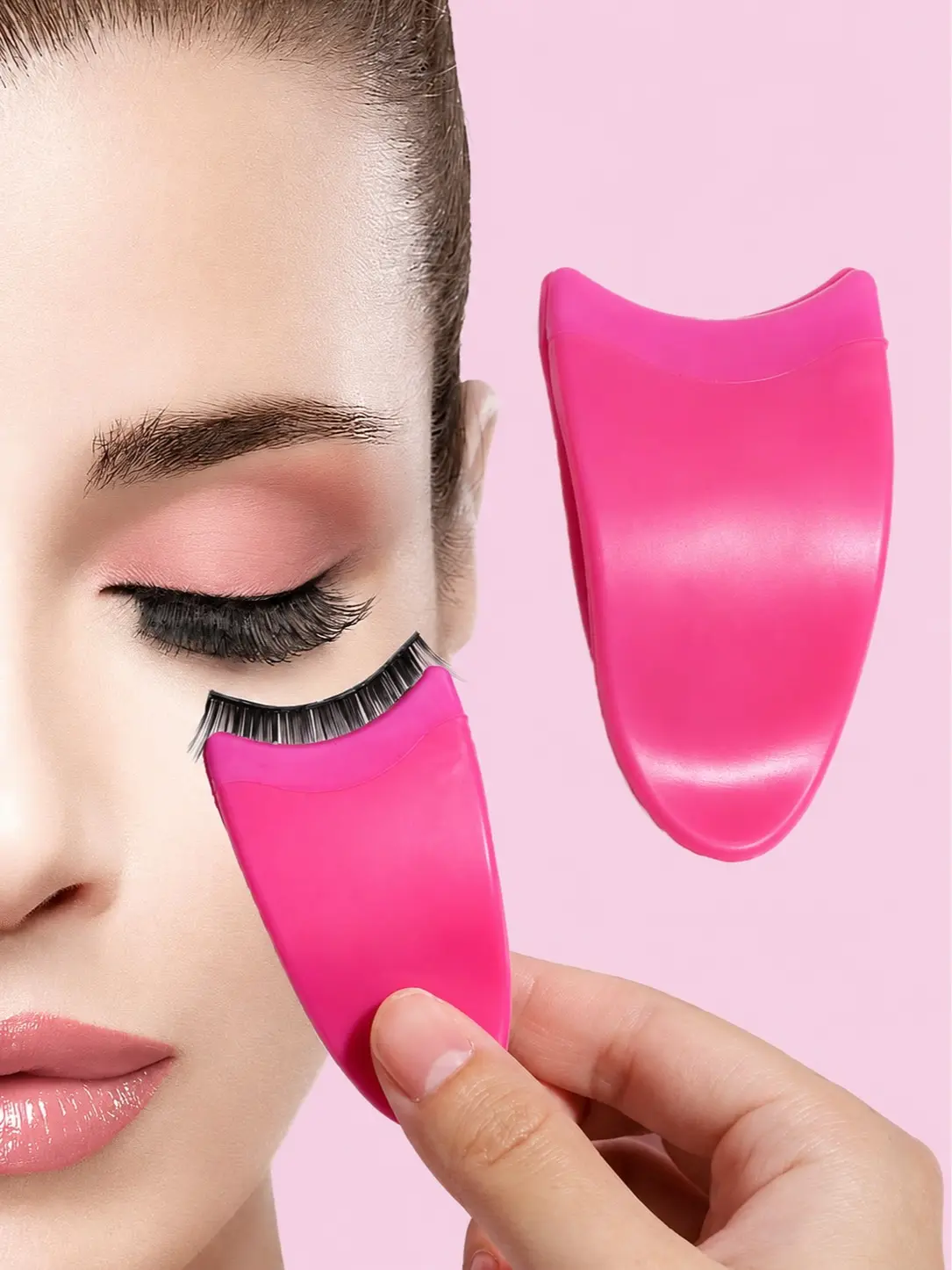 Pink False Eyelash Applicator Tool, Lash Placement Helper for Quick & Easy Eyelash Application, Makeup Accessory for Beginners & Beauty Lovers