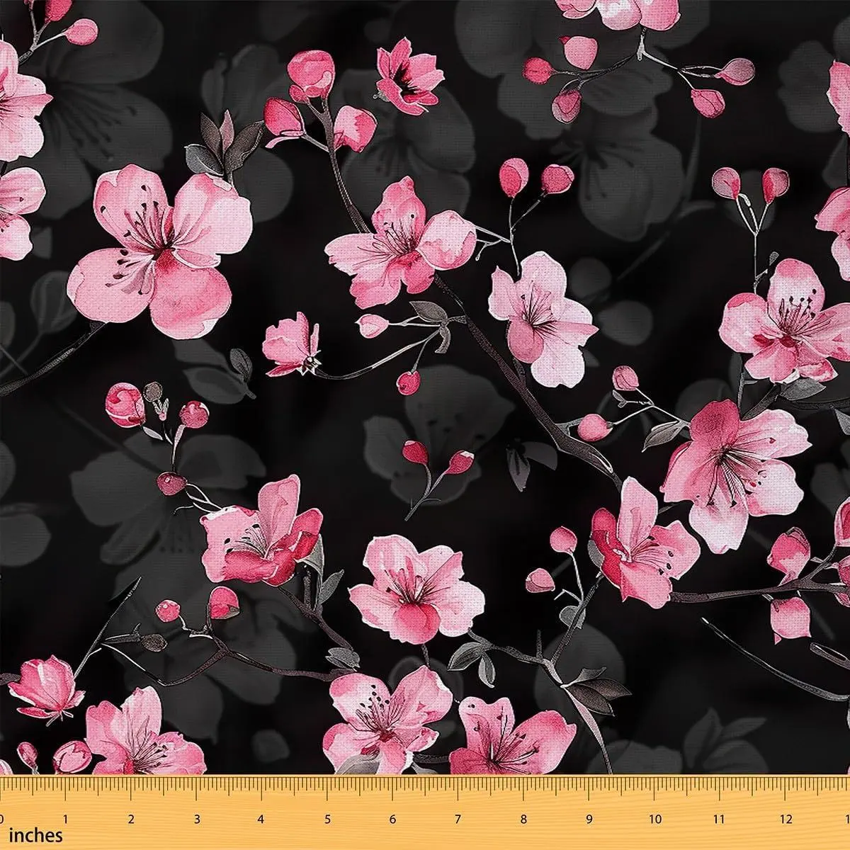 Pink Cherry Blossom Fabric by The Yard Spring Blooming Branches Floral Flower Upholstery Fabric for Chairs Soft Flannel