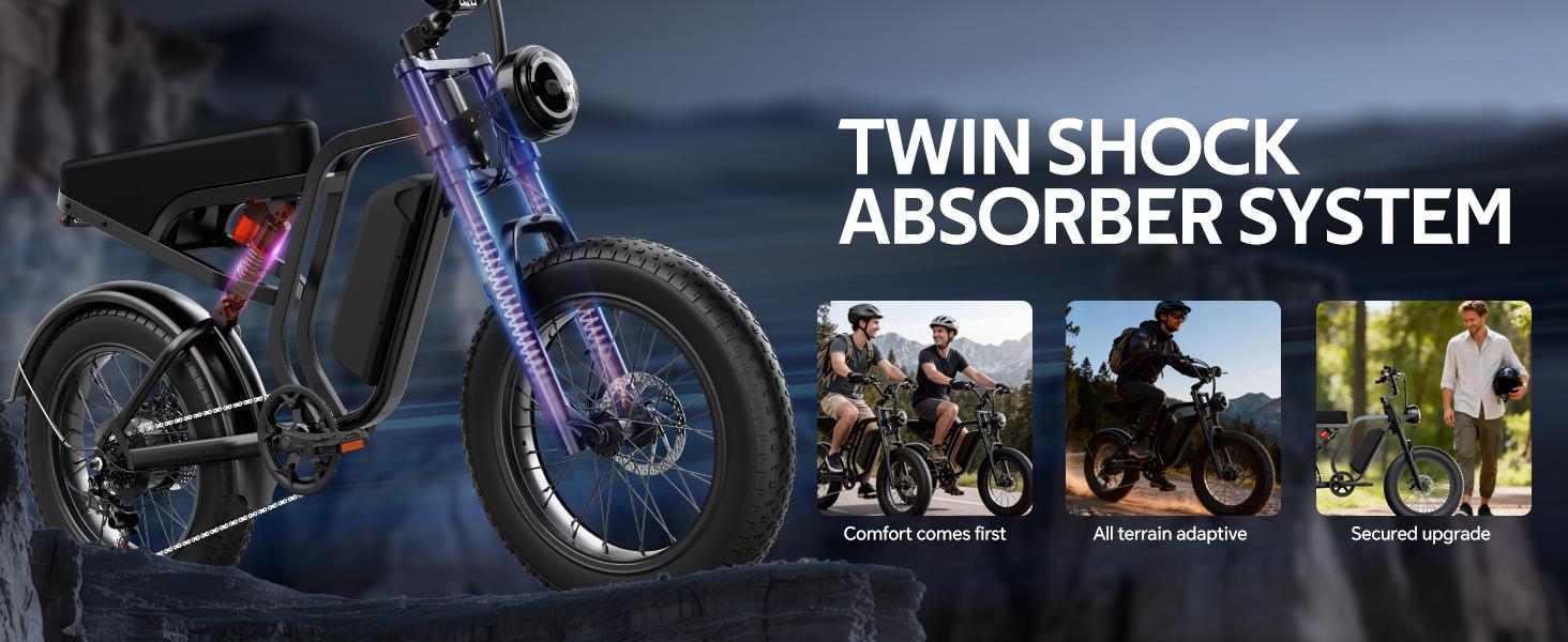 Full suspension twin shock absorber electric bike