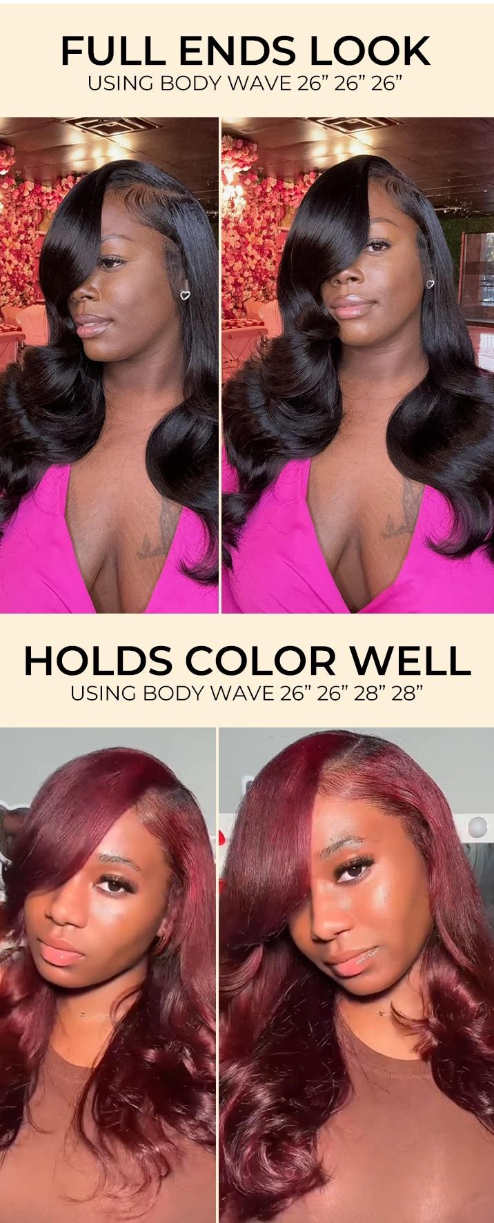 [Wequeen] Body Wave Human Hair Bundles 12"-36" Brazilian 100% Human Hair Budget Friendly No Tangles No Shedding Hair Natural Black Color