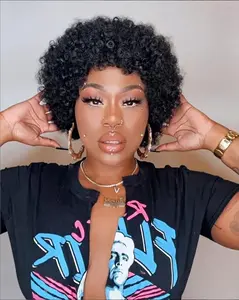 【Flash Sale】IFLY Glueless Wear and Go Wig Short Afro Curly Human Hair Wigs for Black Women Kinky Afro Wigs 70s Afro Puff Glueless Neutral Wig for Daily Party Use