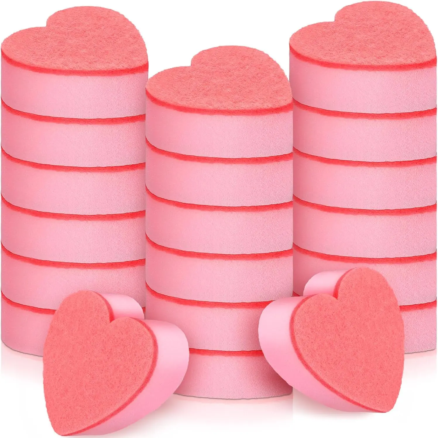 Maxcheck 3 Pcs Valentine's Day Heart Dishes Sponge for Kitchen Dual Sided Kitchen Sponge and Scrubber for Washing Dishes, Pots Pans and Household Cleaning Supplies Gifts(Pink)