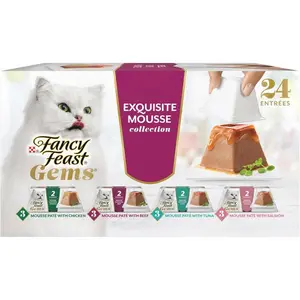 Fancy Feast Gems Pate Cat Food Mousse and a Halo of Savory Gravy Wet Cat Food Variety Pack - (Pack of 12) 4 oz. Boxes