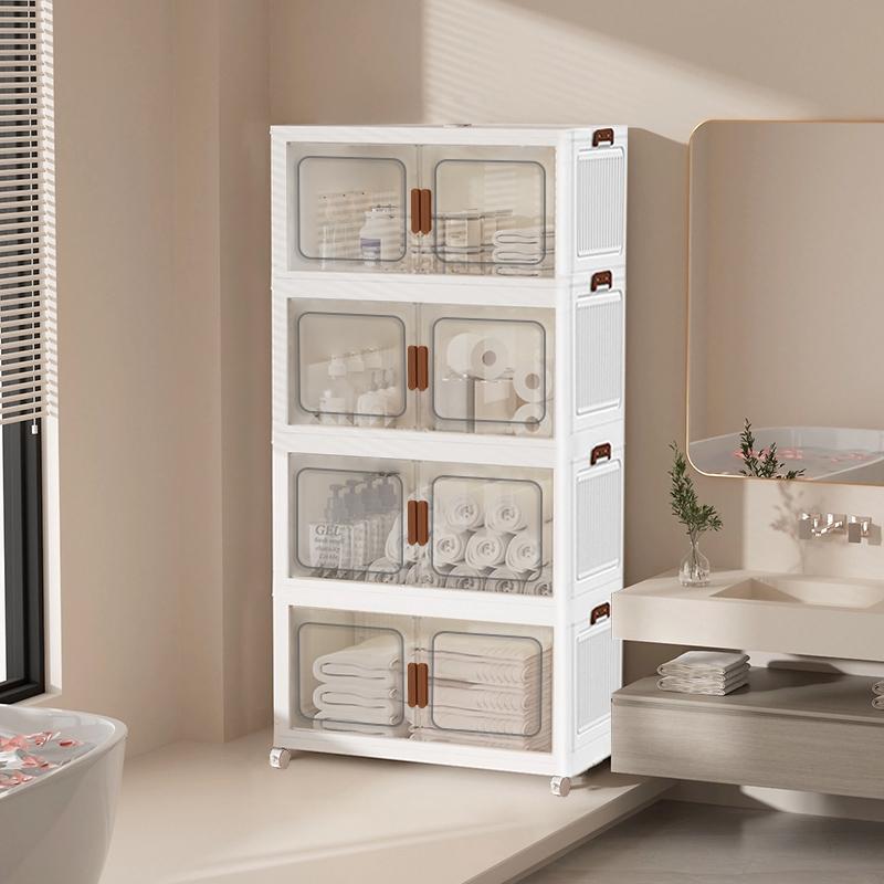 60CM-2/3/4/5 Layers Plastic Storage Box Organizer Stackable & Foldable with Magnetic Transparent Door for Kitchen Bedroom Living Room Study Office Saving Space 60CM-2/3/4/5 Layers Plastic Storage Box Organizer Stackable & Foldable with Magnetic Transparent Door for Kitchen Bedroom Living Room Study Office Saving Space