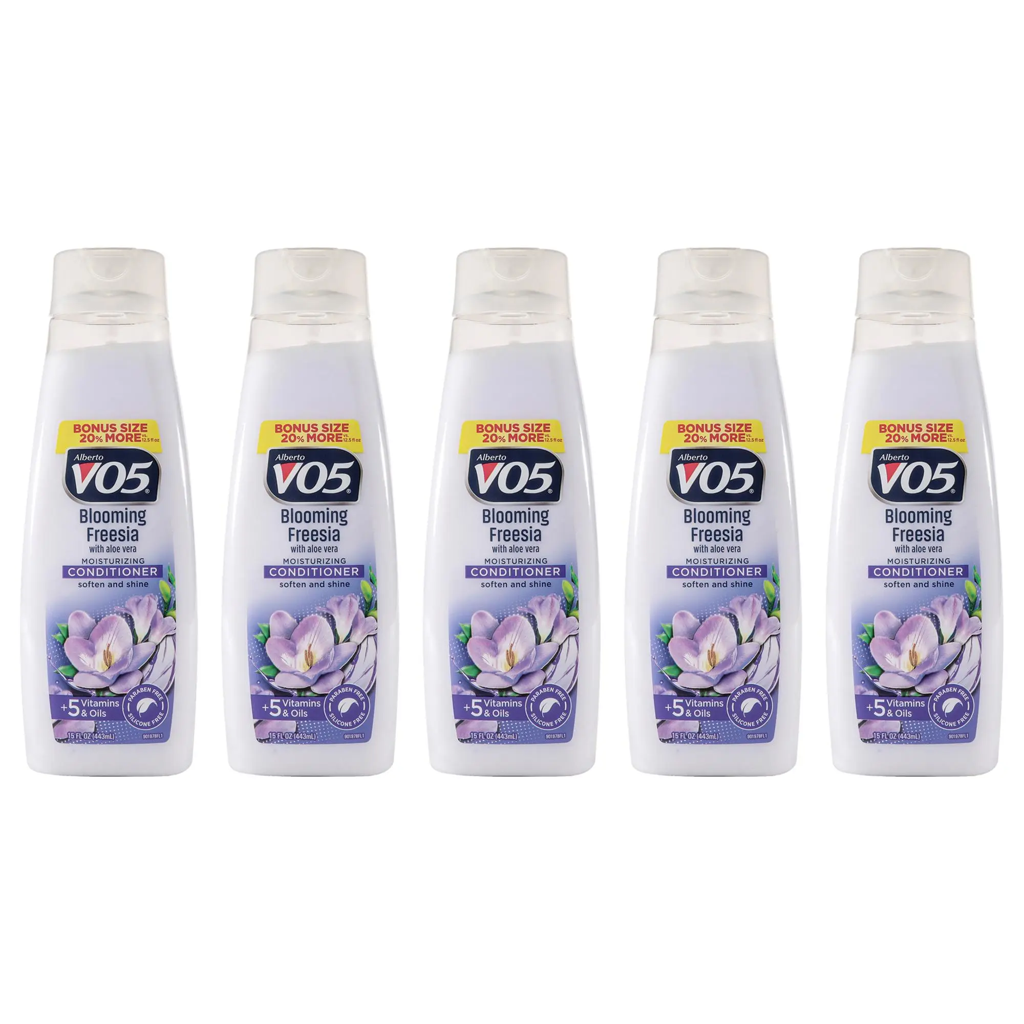 Alberto VO5 Unisex Moisturizing Blooming Freesia Haircare Conditioner - 15 fl oz, Hydrates Hair, Pack of 5