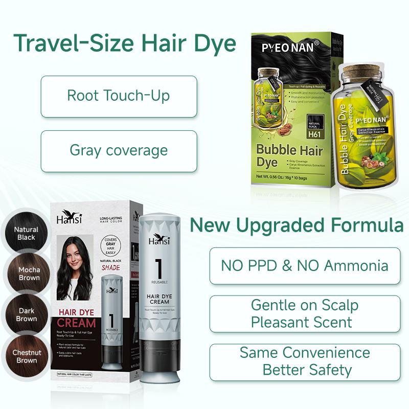 PYEONAN Unisex Bubble Hair Dye with Natural Plant Extracts, 2-in-1 for Gray Coverage and Hair Care, Gray Hair Turns into Black or Dark Brown with Herbal Ingredients, No Bleaching, 10 Bags Hair Color 5.6 Oz./160g PYEONAN Unisex Bubble Hair Dye with Natural Plant Extracts, 2-in-1 for Gray Coverage and Hair Care, Gray Hair Turns into Black or Dark Brown with Herbal Ingredients, No Bleaching, 10 Bags Hair Color 5.6 Oz./160g