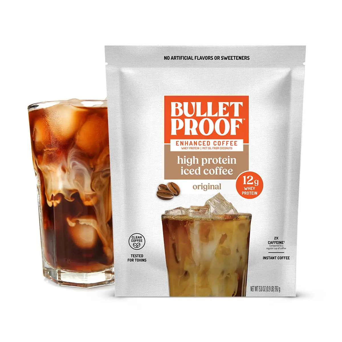 Bulletproof High Protein Iced Coffee, Original — 12g Whey Protein Instant Coffee with MCT Oil, 170mg Caffeine, No Artificial Sweeteners, 14 Servings