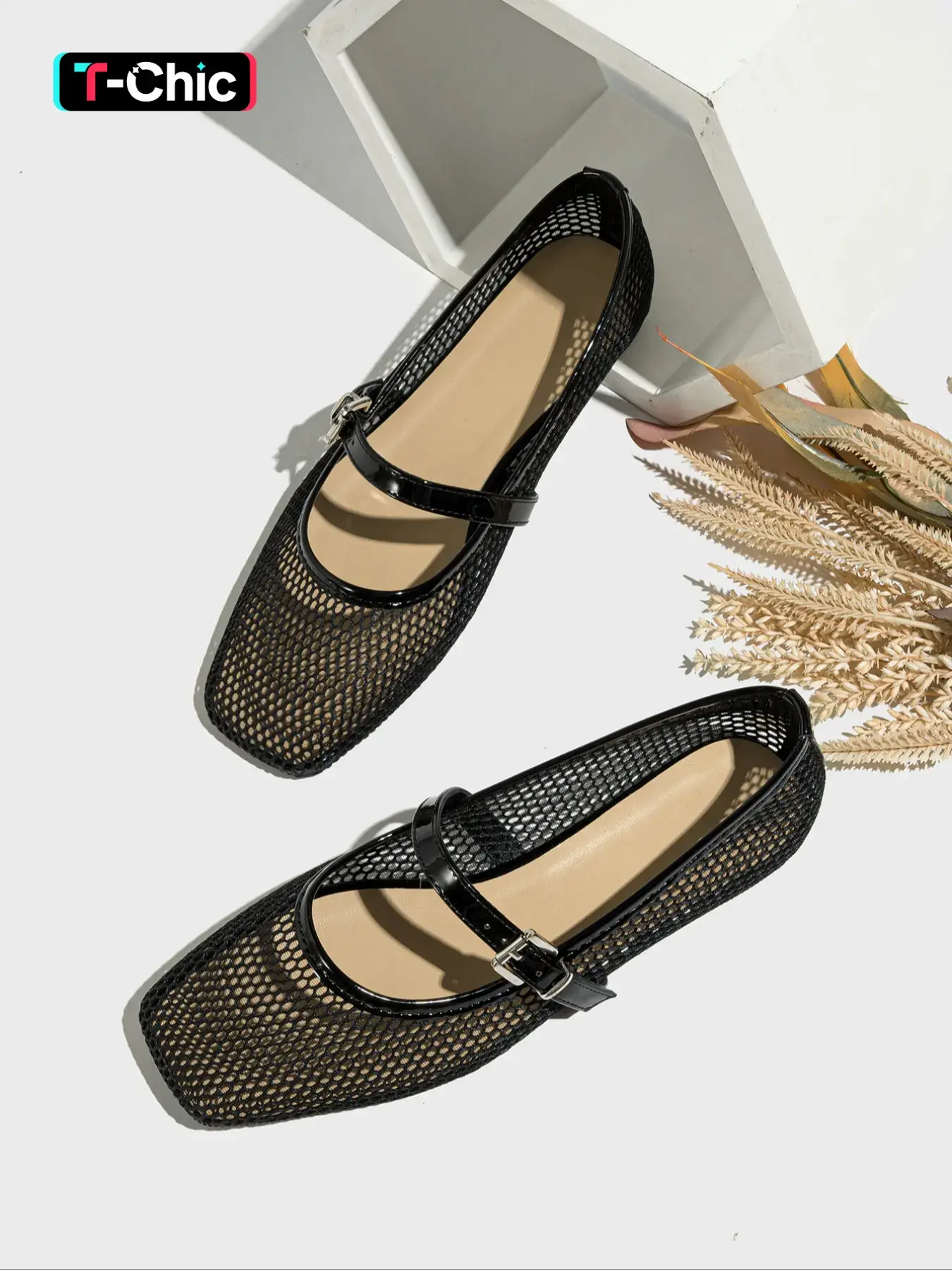 Women's Fashionable Solid Color Hollow Out Design Mary Jane Shoes, Casual Comfortable Square Toe Flat Shoes for Summer, Lightweight Breathable Shoes for Daily Wear, Girl, Casual Flats, Lightweight Flats Footwear