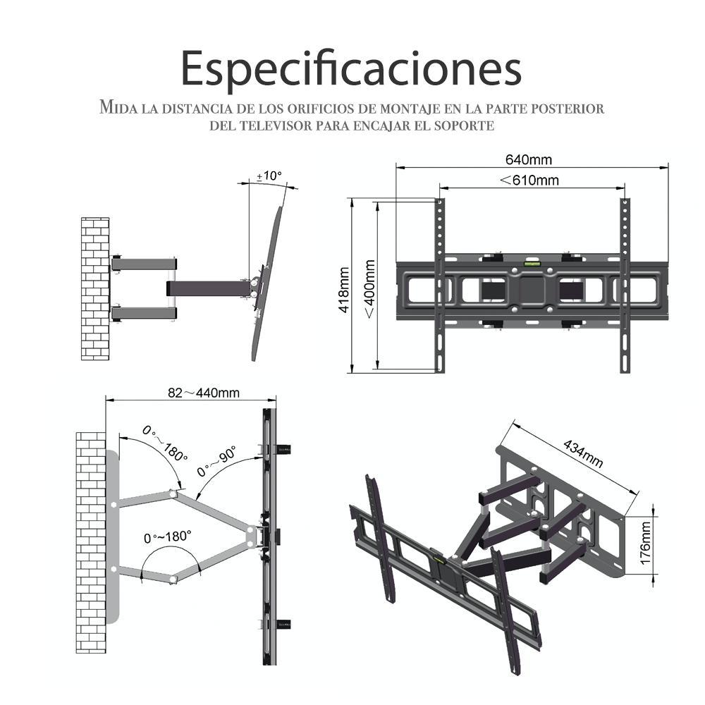 Ubesgoo 32-70 Inch Double Pendulum Large Base TV Stand Tmds-101 Bearing 50Kg/Vese600*400/Upper And Lower-10~ 10°
