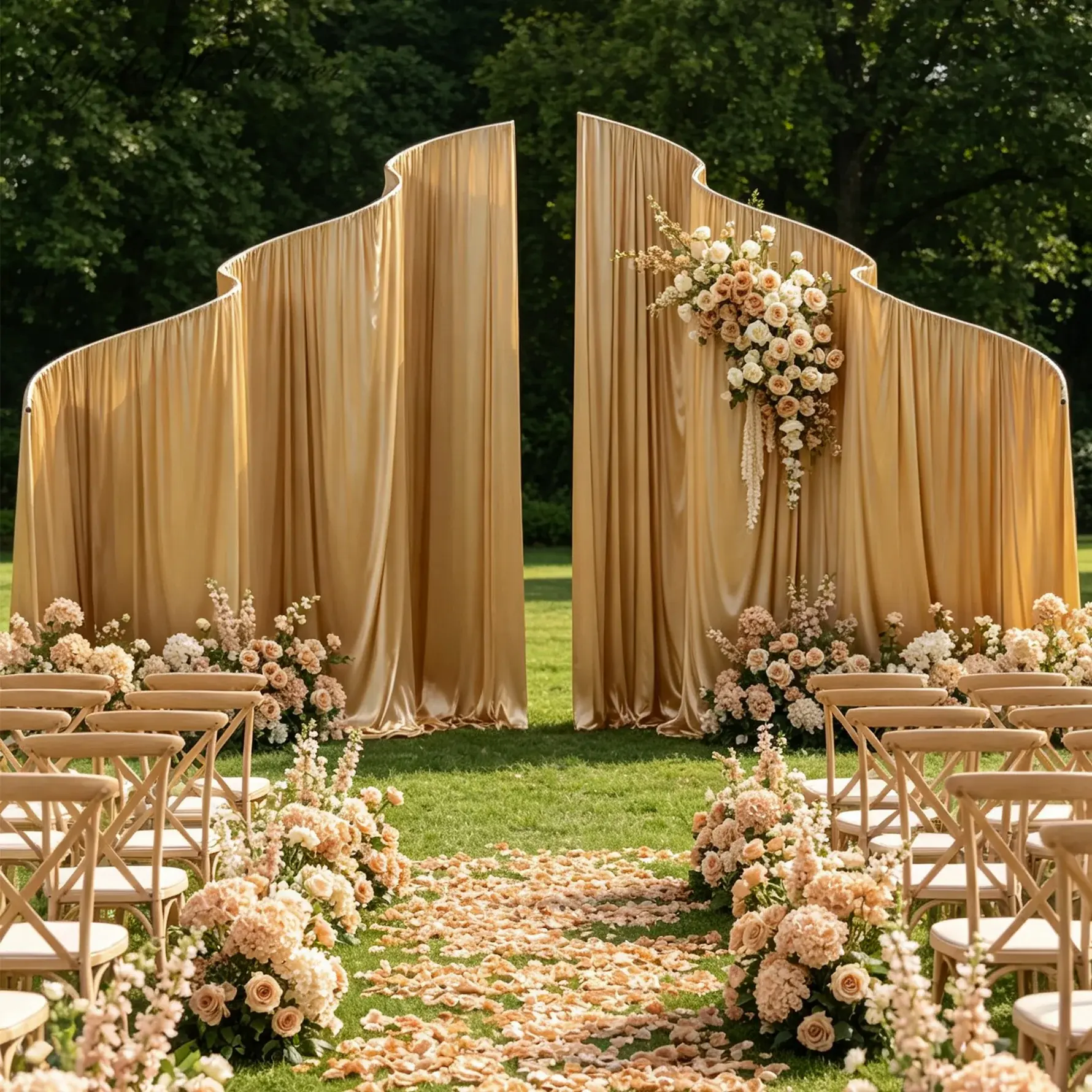 A9136 Wave Shape Arch Outdoor Wedding Party Decoration Backdrop Flower Stand