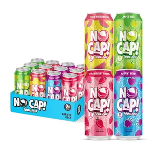 NO CAP! Next Gen Soda Pop with Electrolytes for Hydration, Zero Sugar, Zero Calories, Caffeine-Free Soda, Vegan & Gluten-Free, 16 oz Cans 12pk (Variety Pack)