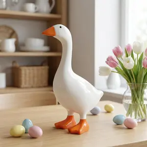 7 Inch Desk Goose Statue – Cute Resin Desktop Goose Figurine for Desk Decor, for Holidays and Housewarming