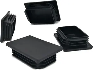 4 Pack 2 X 3 Inch Rectangle Plastic Plug Insert, 50Mm×75Mm Black End Cap for Metal Tubing, Fence, Glide Insert for Pipe Post, Chairs and Furniture Hydanle
