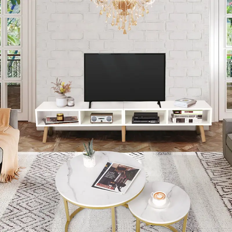 VOWNER Modern  farmhouse TV Stand Console for TVs up to 65" for Living Room Entertaiment Center with Storage Shelves Furniture,Natural Wood media consoletable tiktokshopbacktoschool