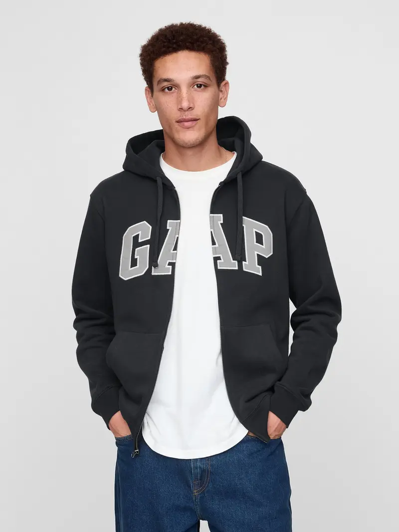 Gap Men's Adult VintageSoft Arch Logo Zip Hoodie - Gender Neutral