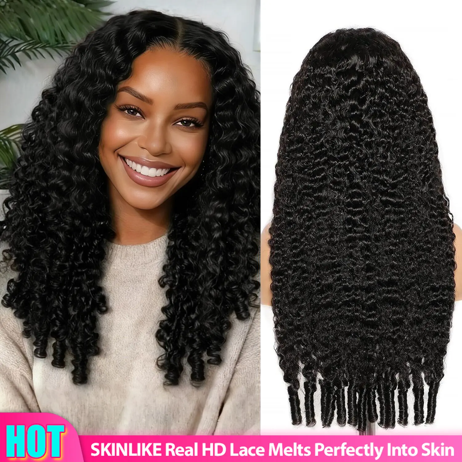 【Hot Sale】Lemoda 200% Density Full 13x6 SKINLIKE Real HD Lace Frontal Burmese Curly Virgin Human Hair Wigs Invisible 0.1mm Ultra-thin Frayed Ends Lace Front Wig Pre Plucked Tiny Knots