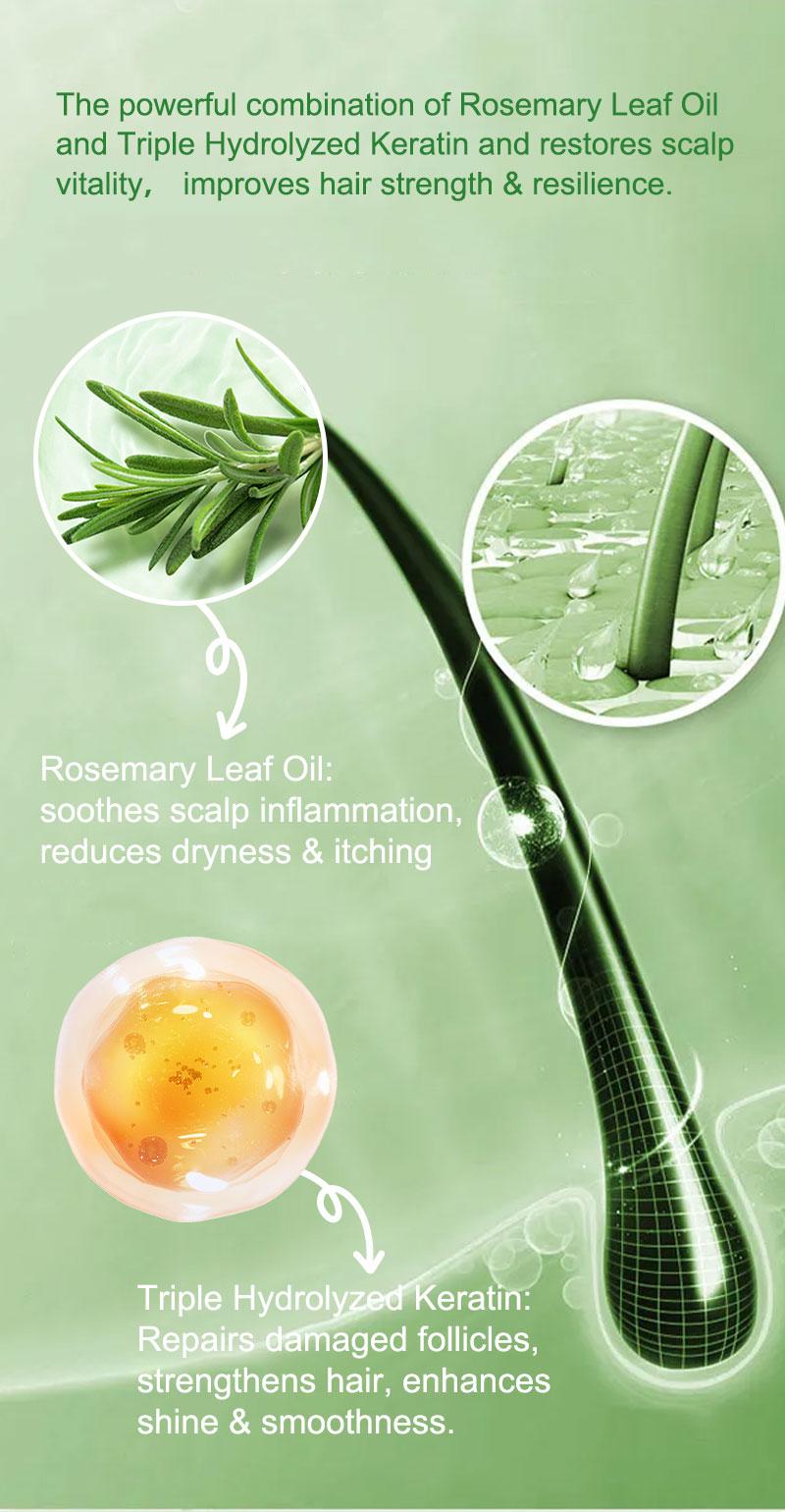 Tgideas Rosemary Shampoo with Hydrolyzed Keratin Promotes Hair Growth Controls Oil Dandruff Soothes Scalp Irritation Restores Shine
