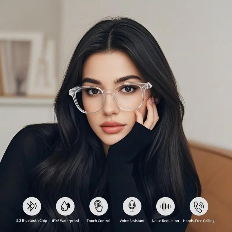 AI Smart Bluetooth-compatible Glasses Touch Control Music Call Multi-Lens Options, Ideal for Office Outdoor Use, Plastic Frame, Lithium Iong Battery Wearable