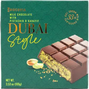 Chocovia Dubai Chocolate Style Milk Chocolate Pistachio & Kadayif – 3.53 oz Creamy Crunchy