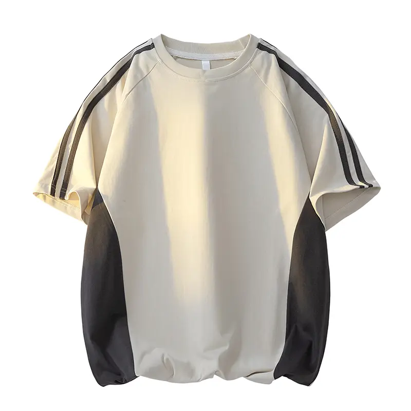Men's Color Block Raglan Sleeve T-Shirt - Cotton Round Neck Fashion Apparel, Loose Fit for Casual Street Style, Raglan Sleeves, Top, Streetwear, Tshirt, Pure Cotton, Fabric