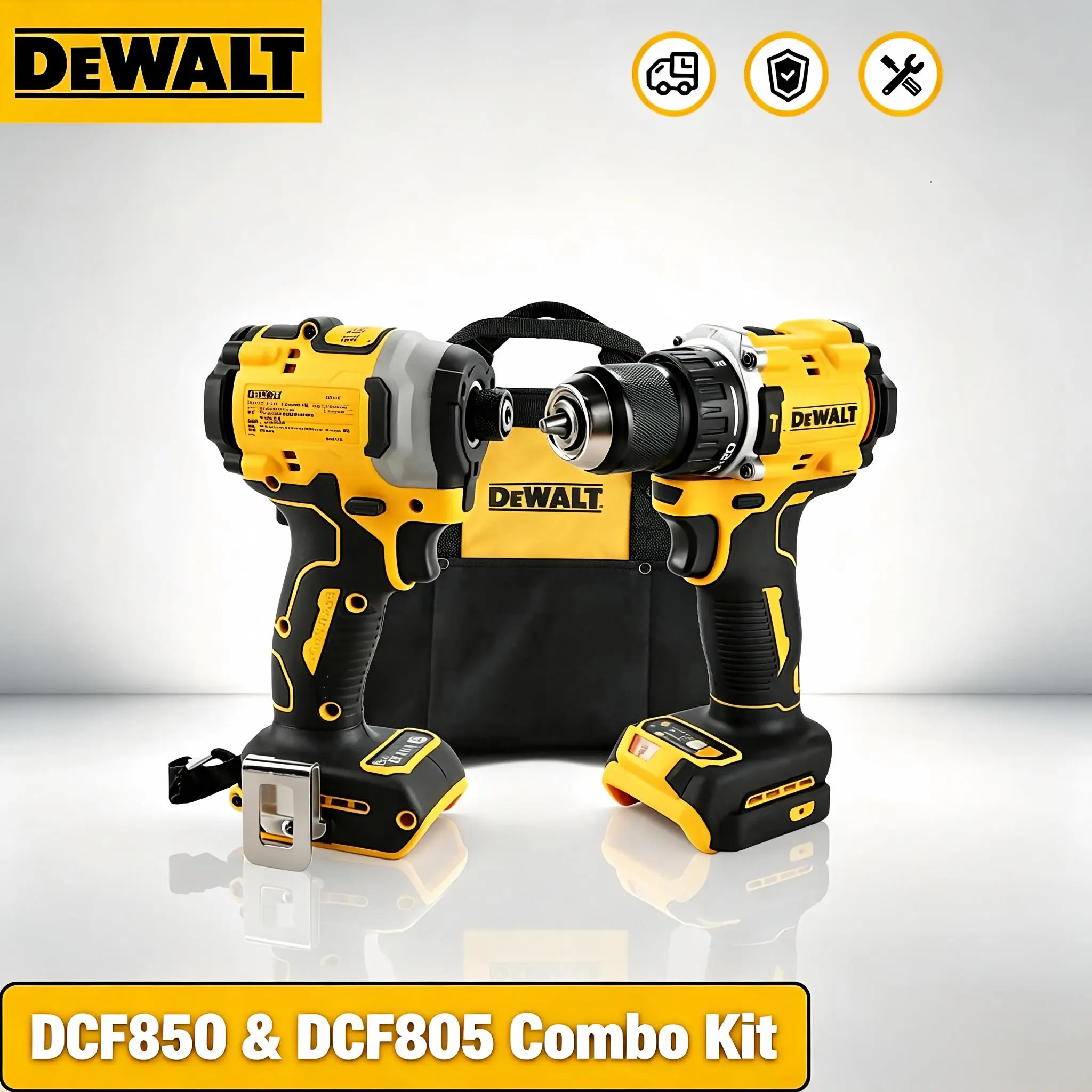 Dewalt DCF850/DC805 Professional Multitool Combo Kit with Ergonomic Handle Hand Tools, Canvas Bag Included for Furniture Assembly & DIY Projects (Multiple Uses) brushless impact driver