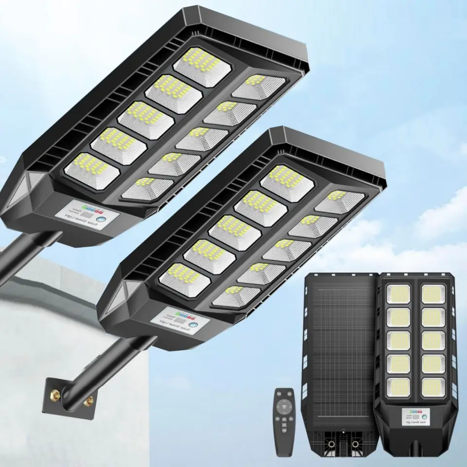 2-Pack Solar Street Lights Outdoor Waterproof, 12000LM Solar Lights with Motion Sensor, LED Flood Light with Remote, 6500K Dusk to Dawn Outdoor Lighting, Solares Parking Lot Light for Driveway Garage