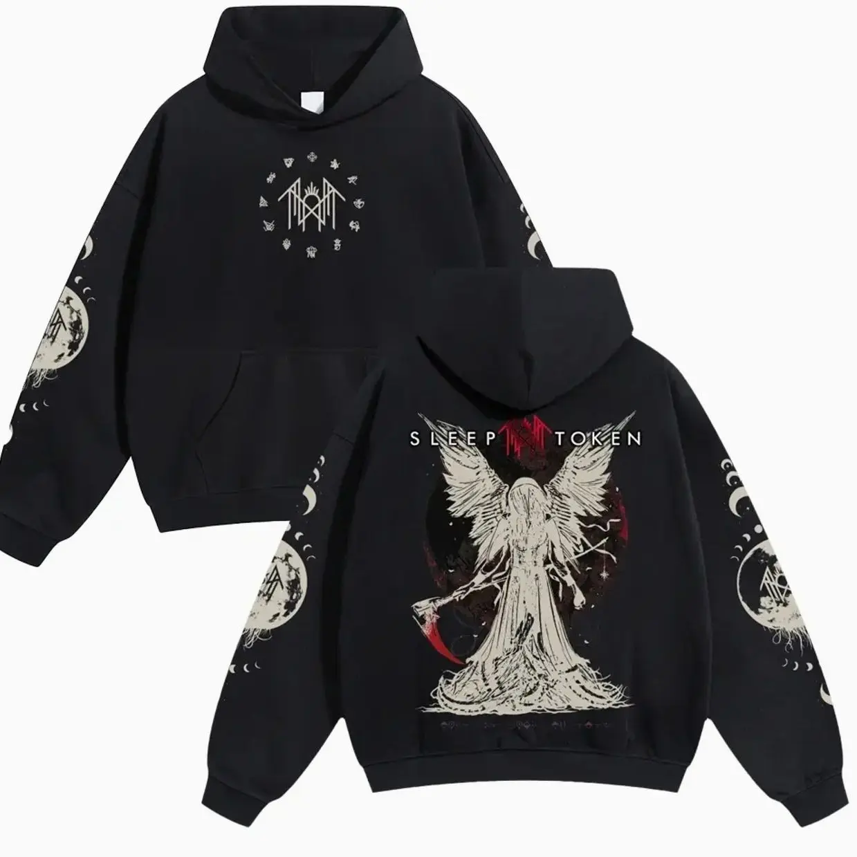 Sleep Token Unisex Hoodie For Autumn Winter Thick Warm Sleep Symbol Fan Style Retro Print Versatile For Ins Street Style Couples Outfits Top Choice For Boyfriend Gift Fabric Menswear Casual Fit XRDK