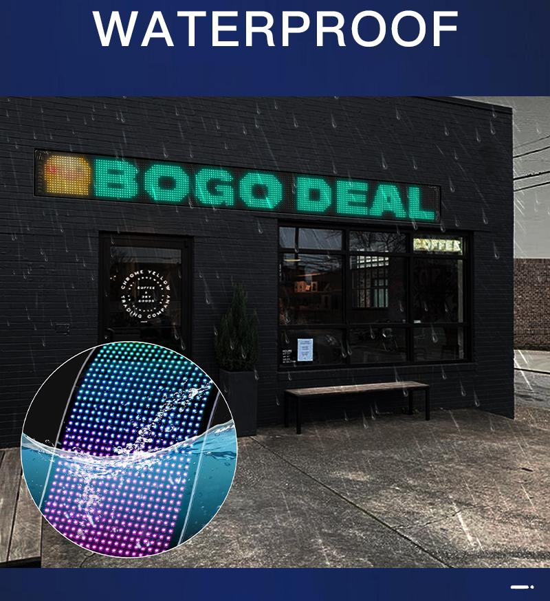 Nfutreon LED Flexible Display Screen Extra-Large Size, App & Remote Control, Color LED Sign Board for Store Shop Advertisement Display, IP65 Waterproof Soft Large Screen for Window and Front Desk Advertising
