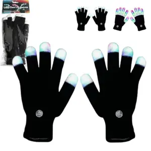 2026 New LED Light-Up Finger Gloves, Flashing Color Glow Rave Gloves for Adults & Kids, Fun Luminous Party Supplies, Perfect for Raves, Concerts, Festivals, Halloween, Christmas, Birthday & Holiday Gifts Nighttime Activities